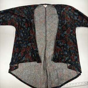 LuLaRoe Lindsay Kimono Cardigan Open Front High-Low Geometric Print Small